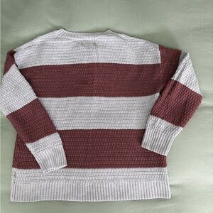 Old Navy Grey and Mauve Striped Waffle-Knit Sweater